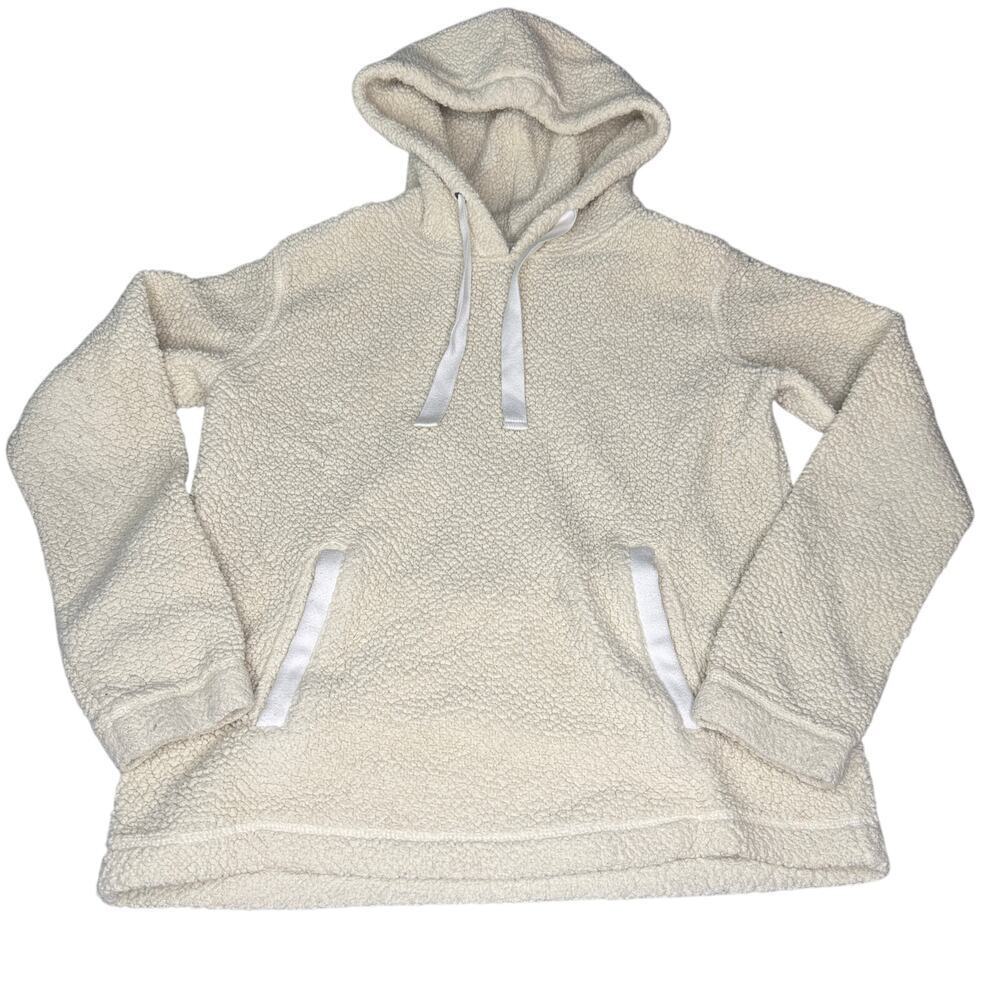 Abercrombie & Fitch Womens XS Cream Sherpa Fleece Hoodie Pullover A&F Cozy